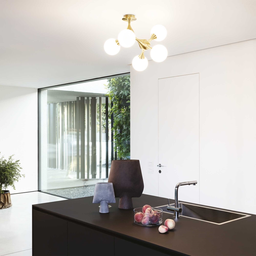 Ideal Lux - Ceiling-mounted chandelier NODI 5xE14/28W/230V 50x55 cm brass/white