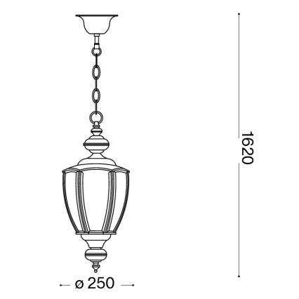 Ideal Lux - Chain-hung chandelier, 1xE27/60W/230V, Ø 25 cm, polished chrome
