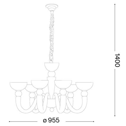 Ideal Lux - Chain-hung chandelier BON BON 8xE14/28W/230V pr. 95,5 cm white