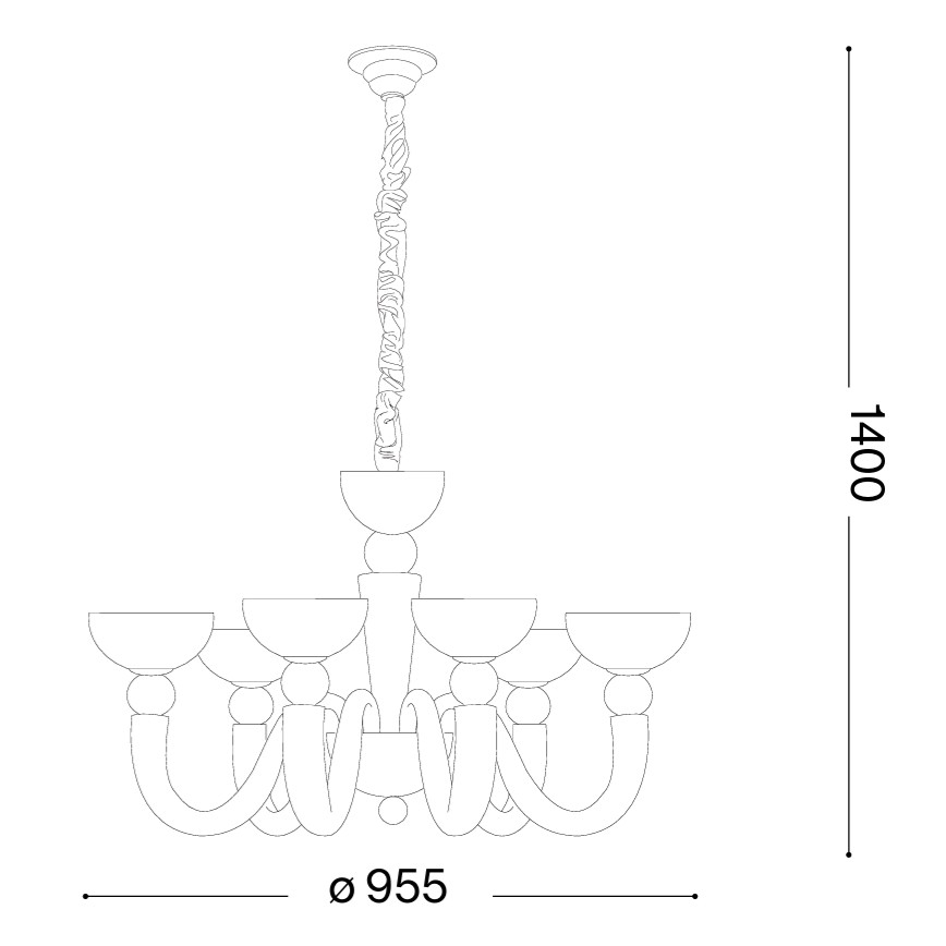 Ideal Lux - Chain-hung chandelier BON BON 8xE14/28W/230V pr. 95,5 cm white