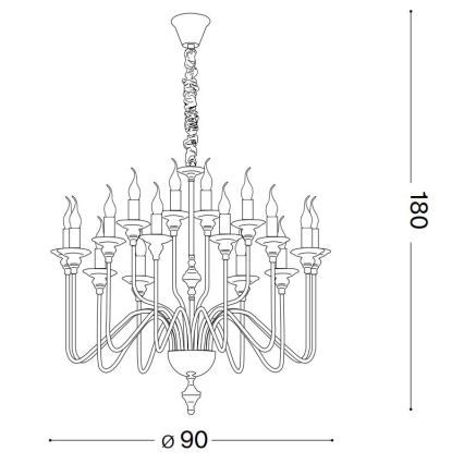 Ideal Lux - Chandelier on a chain ARTU 16xE14/40W/230V d. 90 cm shiny chrome