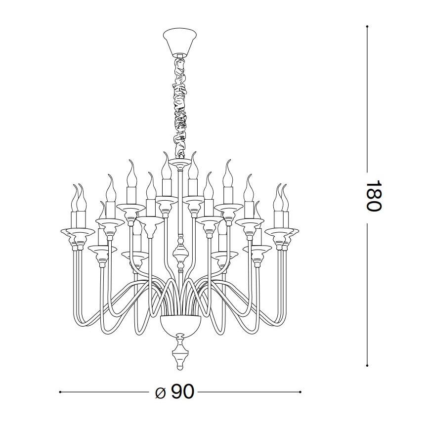 Ideal Lux - Chandelier on a chain ARTU 16xE14/40W/230V d. 90 cm shiny chrome
