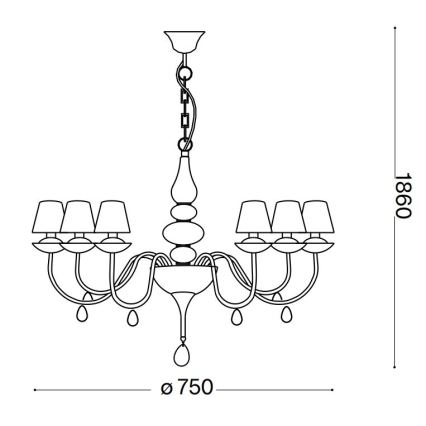 Ideal Lux - Chandelier on a chain BLANCHE 6xE14/40W/230V d. 75 cm white