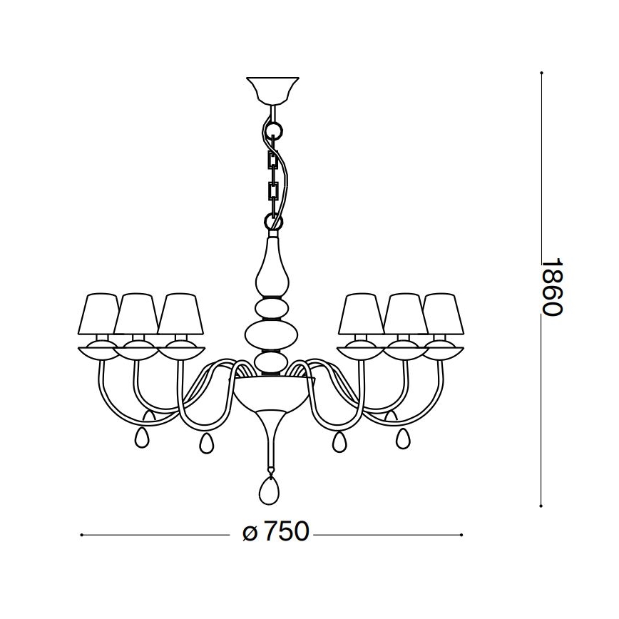Ideal Lux - Chandelier on a chain BLANCHE 6xE14/40W/230V d. 75 cm white