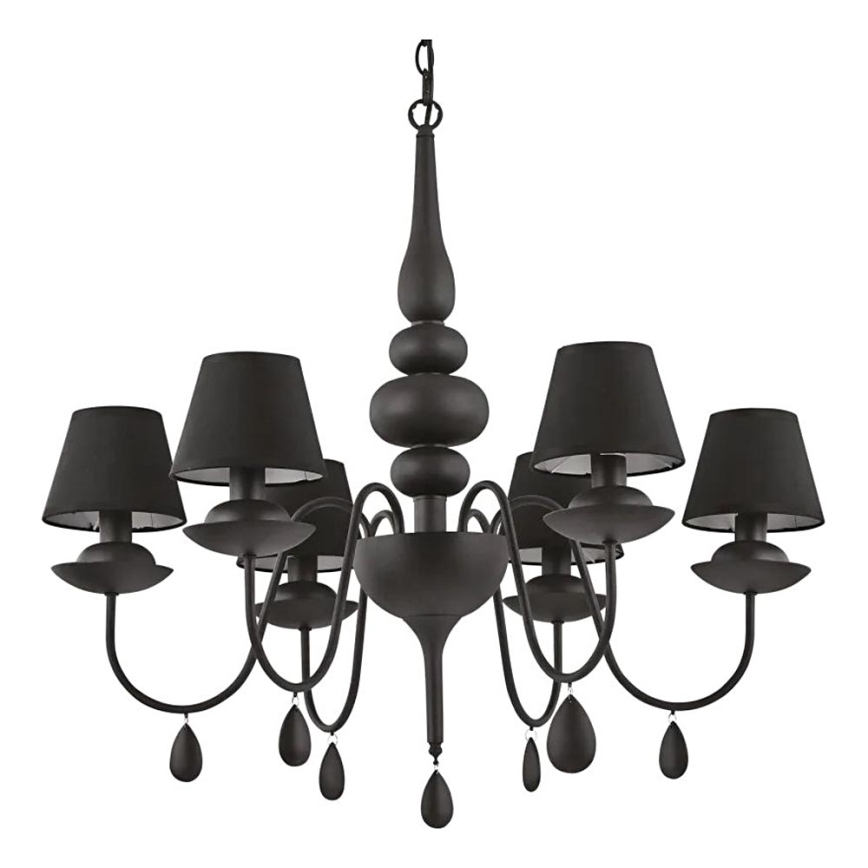 Ideal Lux - Chandelier on a chain BLANCHE 6xE14/4W/230V d. 75 cm black