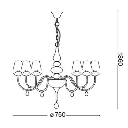 Ideal Lux - Chandelier on a chain BLANCHE 6xE14/4W/230V d. 75 cm black