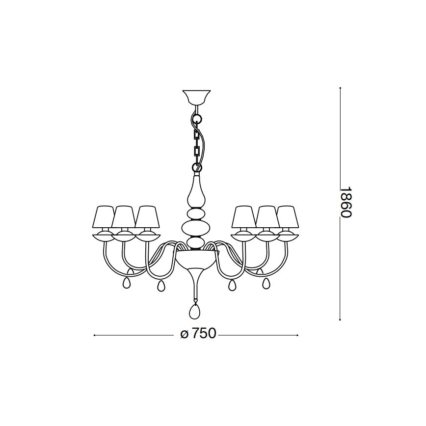 Ideal Lux - Chandelier on a chain BLANCHE 6xE14/4W/230V d. 75 cm black