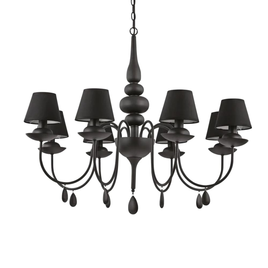 Ideal Lux - Chandelier on a chain BLANCHE 8xE14/40W/230V d. 92 cm black
