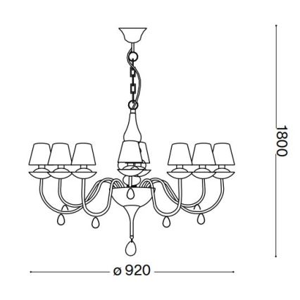 Ideal Lux - Chandelier on a chain BLANCHE 8xE14/40W/230V d. 92 cm black