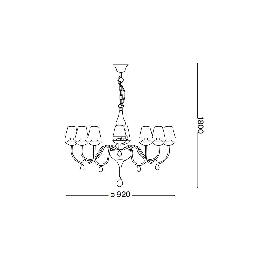 Ideal Lux - Chandelier on a chain BLANCHE 8xE14/40W/230V d. 92 cm black