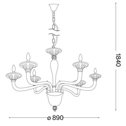 Ideal Lux - Chandelier on a chain BRIGITTA 8xE14/40W/230V d. 89 cm brass