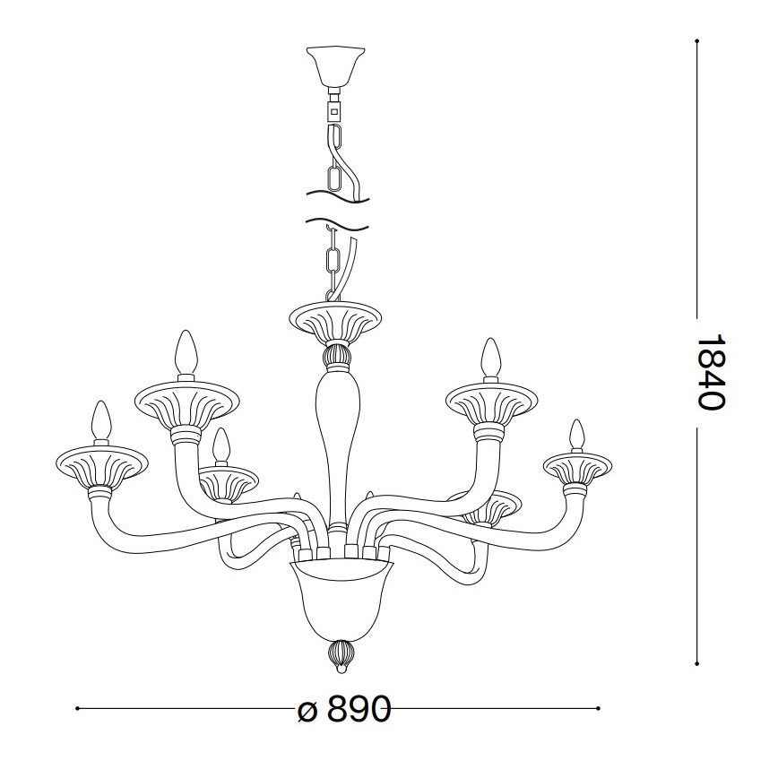 Ideal Lux - Chandelier on a chain BRIGITTA 8xE14/40W/230V d. 89 cm brass