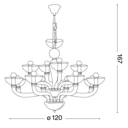 Ideal Lux - Chandelier on a chain CASANOVA 16xE14/40W/230V d. 120 cm grey