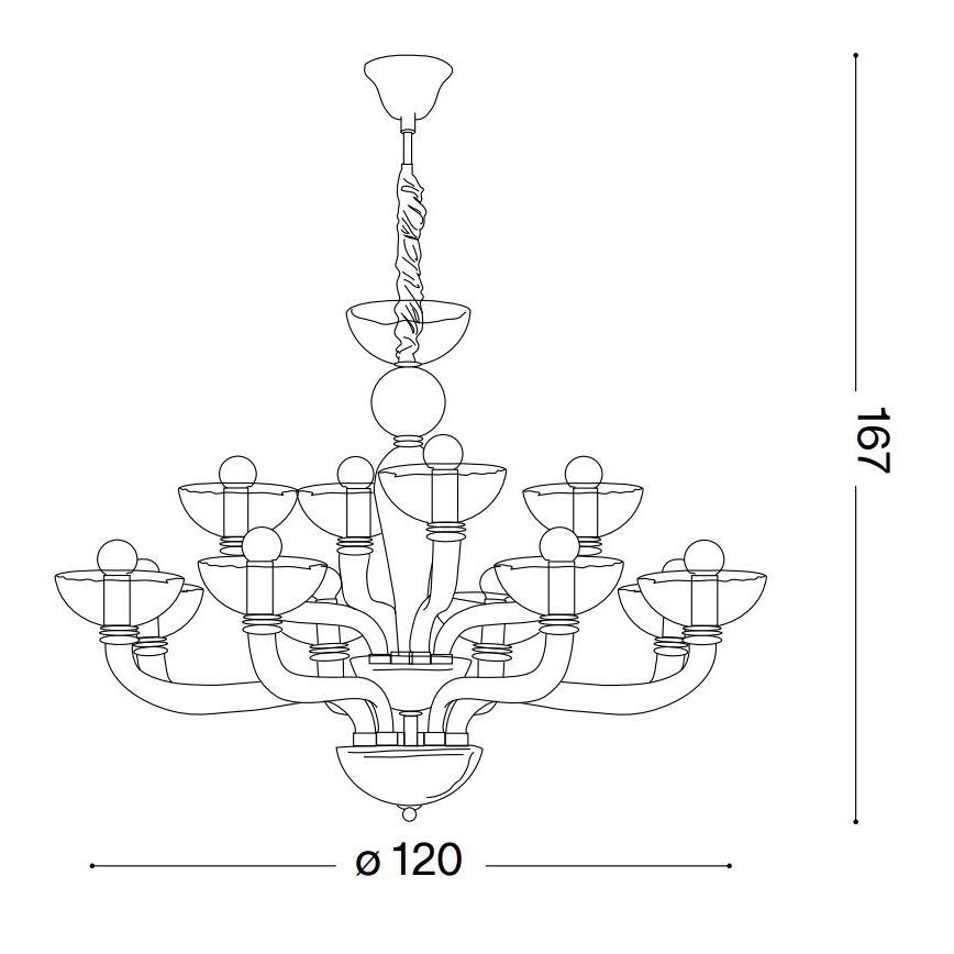 Ideal Lux - Chandelier on a chain CASANOVA 16xE14/40W/230V d. 120 cm grey