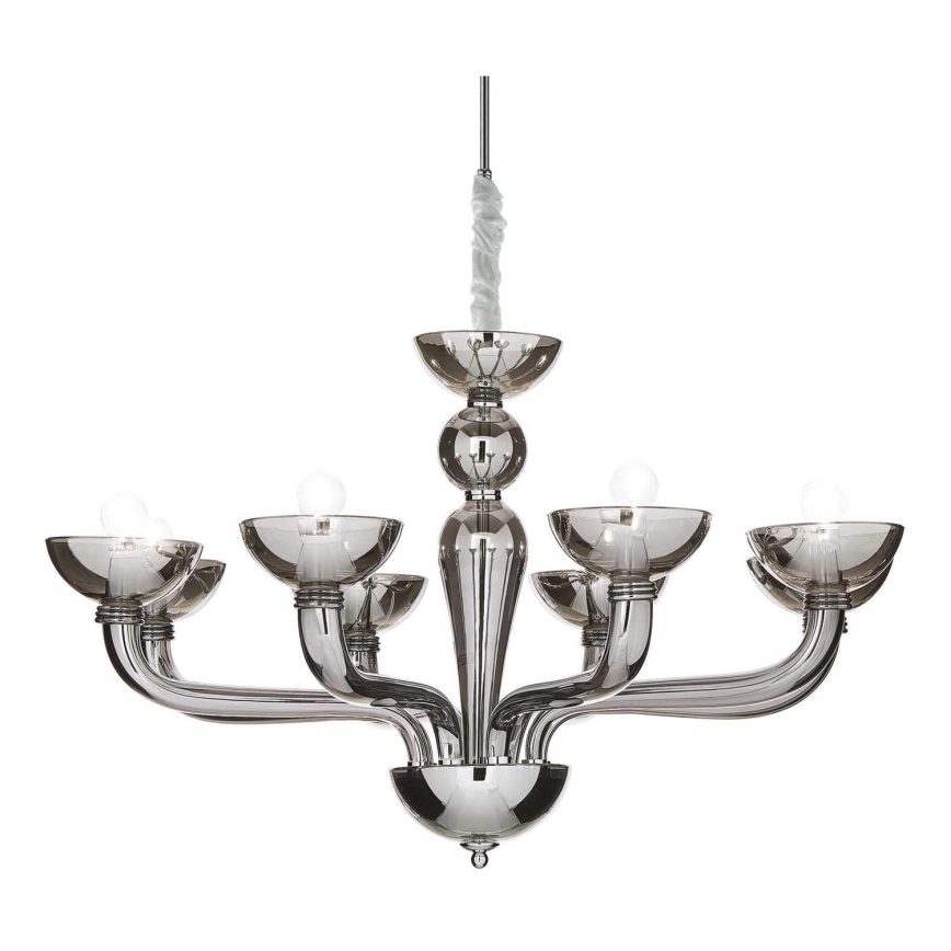 Ideal Lux - Chandelier on a chain CASANOVA 8xE14/40W/230V d. 88 cm grey