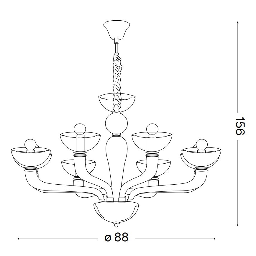 Ideal Lux - Chandelier on a chain CASANOVA 8xE14/40W/230V d. 88 cm grey