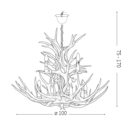 Ideal Lux – Chandelier on a chain CHALET 12×E14/40W/230V antlers