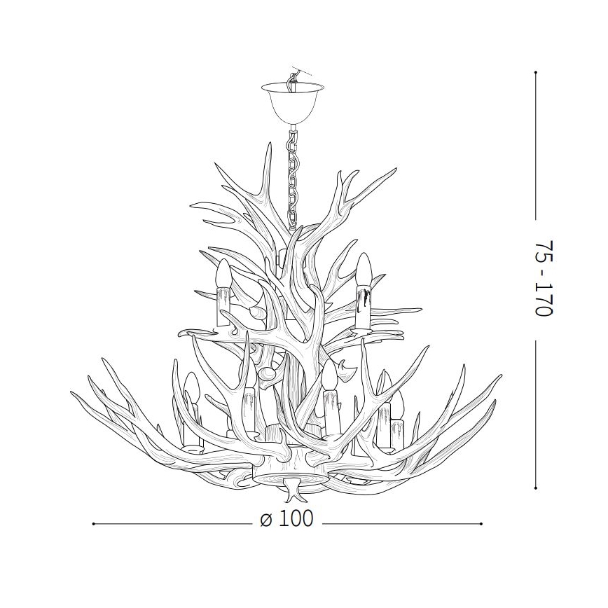Ideal Lux – Chandelier on a chain CHALET 12×E14/40W/230V antlers