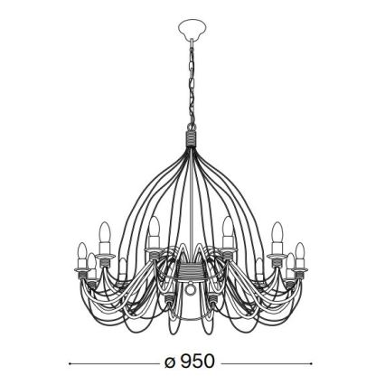 Ideal Lux - Chandelier on a chain CORTE 12xE14/40W/230V d. 95 cm copper