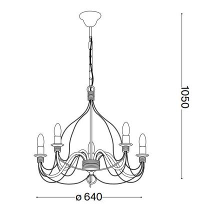 Ideal Lux - Chandelier on a chain CORTE 5xE14/40W/230V d. 54 cm copper