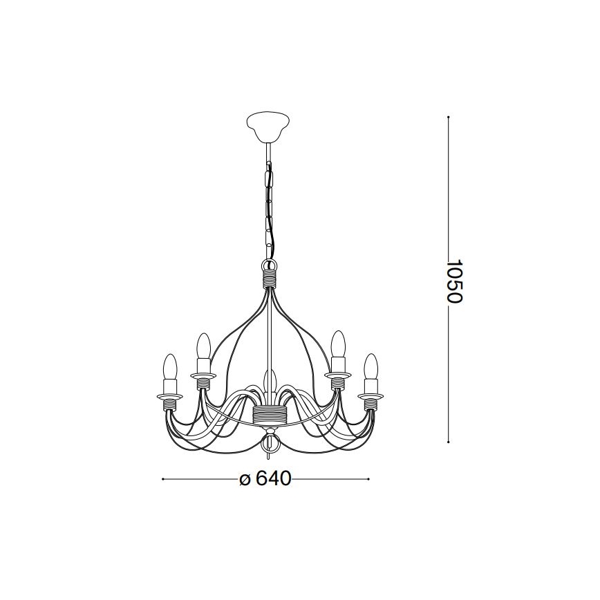 Ideal Lux - Chandelier on a chain CORTE 5xE14/40W/230V d. 54 cm copper