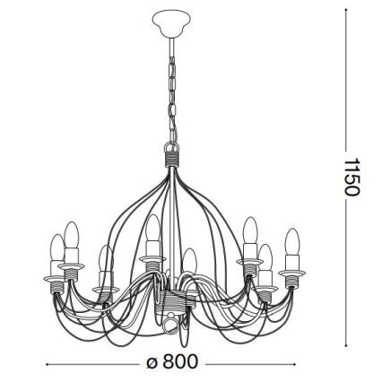 Ideal Lux - Chandelier on a chain CORTE 8xE14/40W/230V d. 80 cm copper
