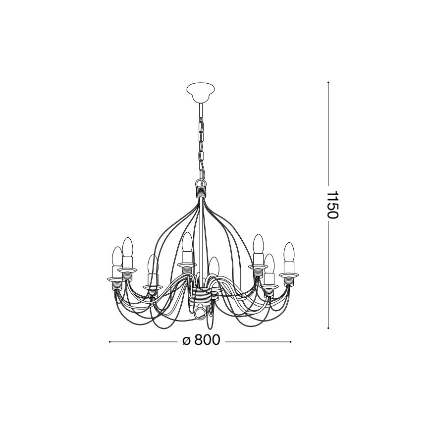 Ideal Lux - Chandelier on a chain CORTE 8xE14/40W/230V d. 80 cm copper