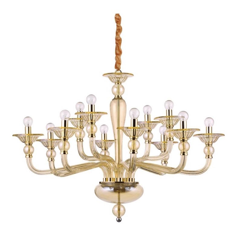 Ideal Lux - Chandelier on a chain DANIELI 12xE14/40W/230V d. 94 cm brass