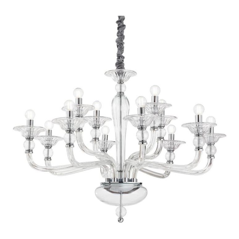 Ideal Lux - Chandelier on a chain DANIELI 12xE14/40W/230V d. 94 cm clear