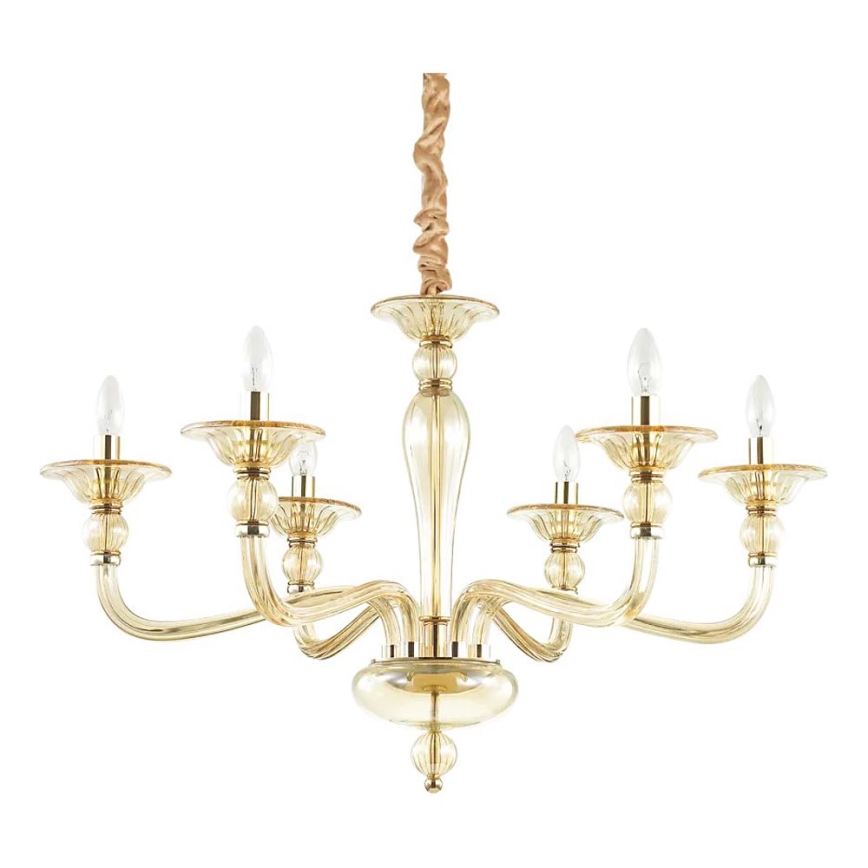 Ideal Lux - Chandelier on a chain DANIELI 6xE14/40W/230V d. 85 cm brass