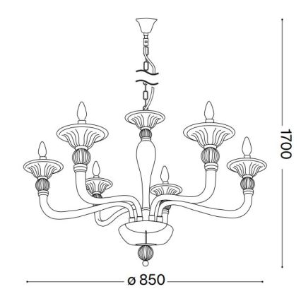 Ideal Lux - Chandelier on a chain DANIELI 6xE14/40W/230V d. 85 cm brass