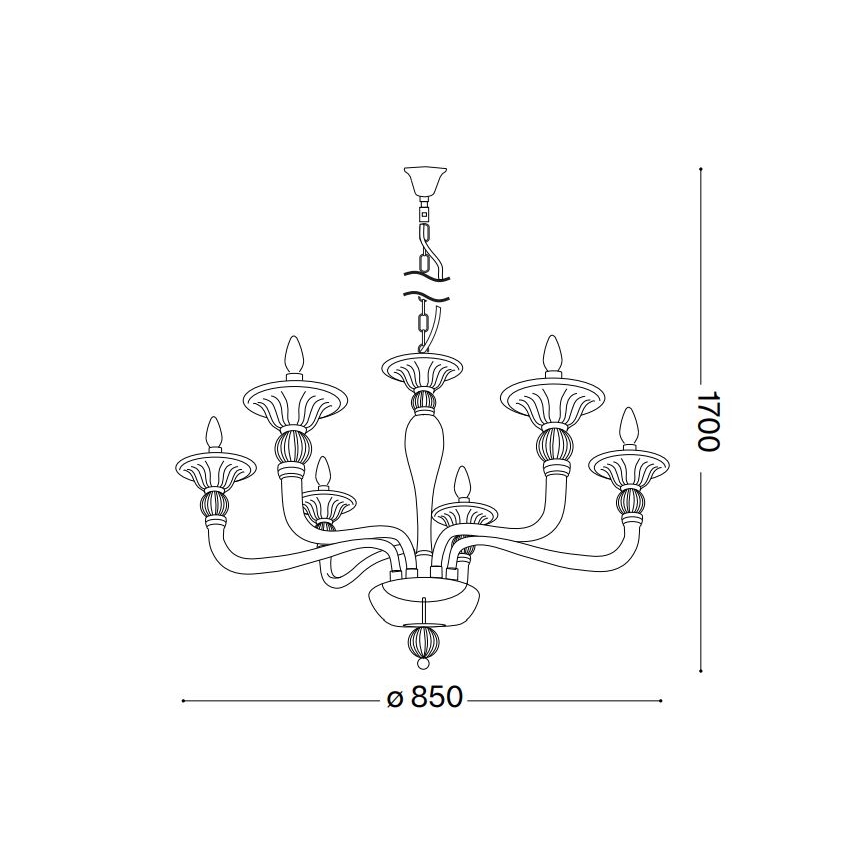 Ideal Lux - Chandelier on a chain DANIELI 6xE14/40W/230V d. 85 cm brass