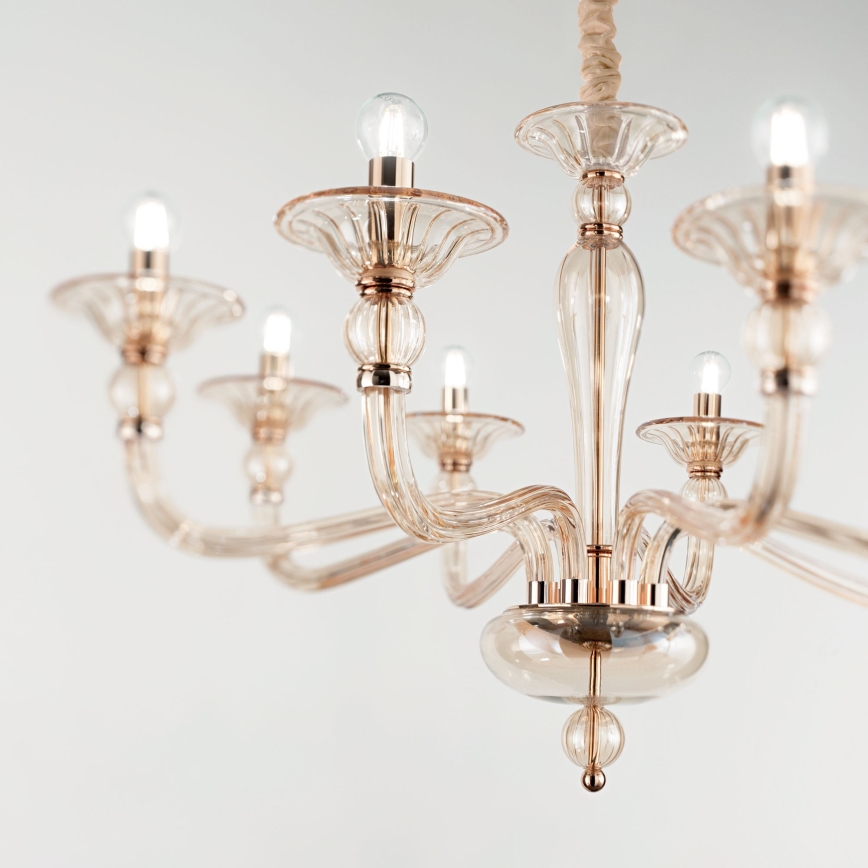 Ideal Lux - Chandelier on a chain DANIELI 8xE14/40W/230V d. 85 cm brass