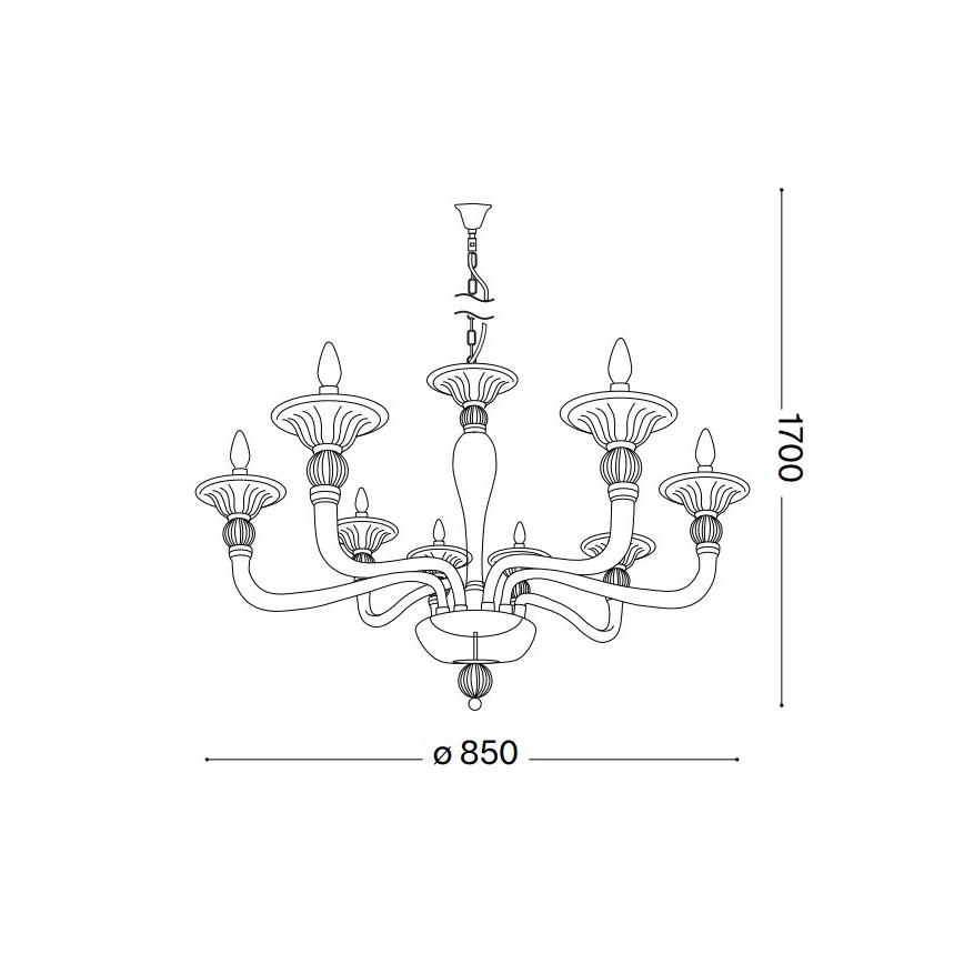 Ideal Lux - Chandelier on a chain DANIELI 8xE14/40W/230V d. 85 cm brass