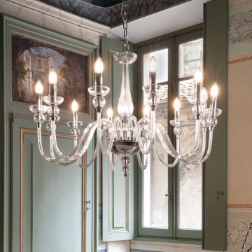 Ideal Lux - Chandelier on a chain DOGE 12xE14/40W/230V d. 91 cm shiny chrome