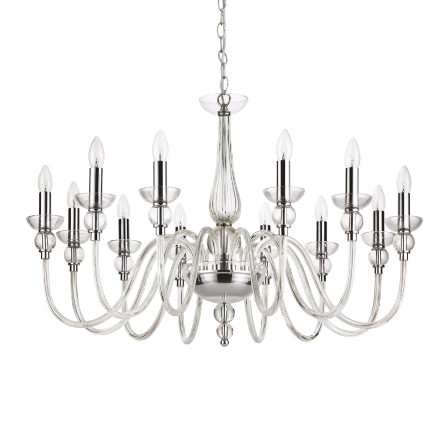 Ideal Lux - Chandelier on a chain DOGE 12xE14/40W/230V d. 91 cm shiny chrome