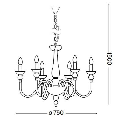 Ideal Lux - Chandelier on a chain DOGE 6xE14/40W/230V d. 75 cm shiny chrome