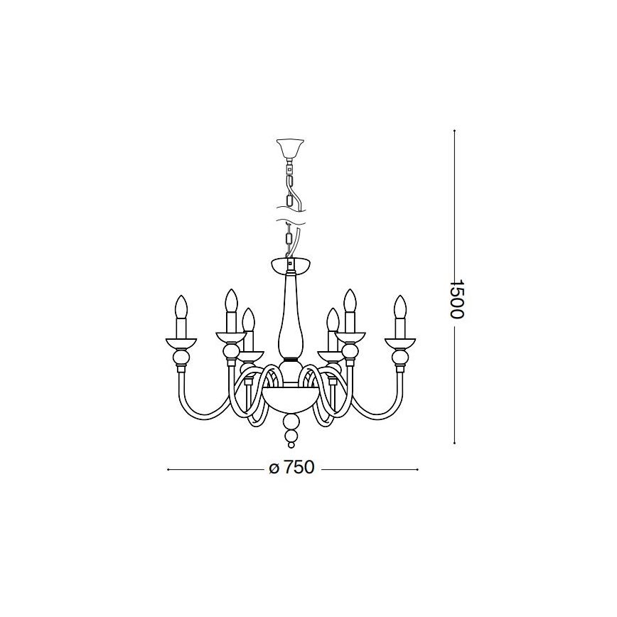 Ideal Lux - Chandelier on a chain DOGE 6xE14/40W/230V d. 75 cm shiny chrome