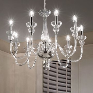 Ideal Lux - Chandelier on a chain DOGE 9xE14/40W/230V d. 75 cm shiny chrome