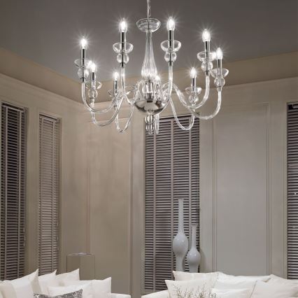 Ideal Lux - Chandelier on a chain DOGE 9xE14/40W/230V d. 75 cm shiny chrome