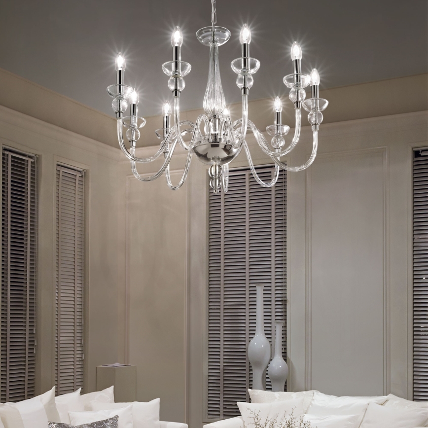 Ideal Lux - Chandelier on a chain DOGE 9xE14/40W/230V d. 75 cm shiny chrome