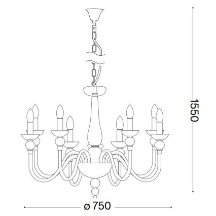 Ideal Lux - Chandelier on a chain DOGE 9xE14/40W/230V d. 75 cm shiny chrome