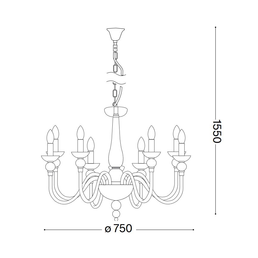 Ideal Lux - Chandelier on a chain DOGE 9xE14/40W/230V d. 75 cm shiny chrome
