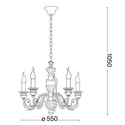 Ideal Lux - Chandelier on a chain FIRENZE 5xE14/40W/230V d. 55 cm white/gold