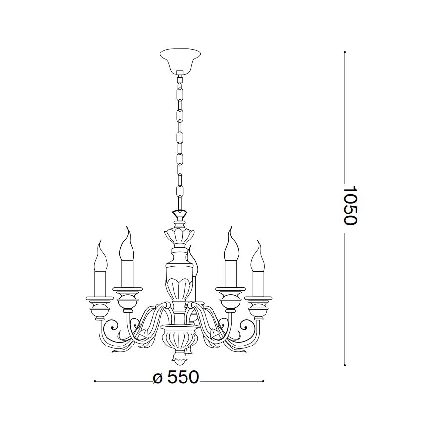 Ideal Lux - Chandelier on a chain FIRENZE 5xE14/40W/230V d. 55 cm white/gold
