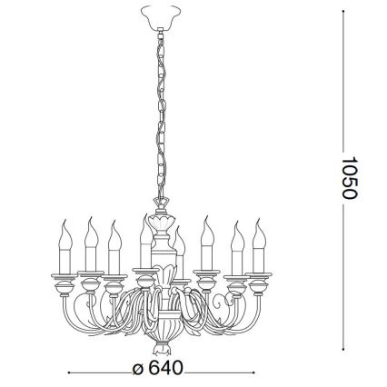 Ideal Lux - Chandelier on a chain FIRENZE 8xE14/40W/230V d. 64 cm gold