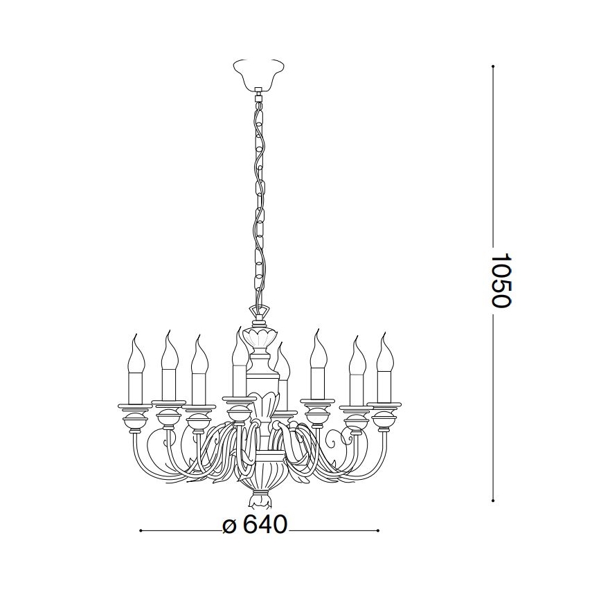 Ideal Lux - Chandelier on a chain FIRENZE 8xE14/40W/230V d. 64 cm gold