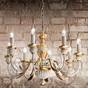 Ideal Lux - Chandelier on a chain FIRENZE 8xE14/40W/230V d. 64 cm white/gold