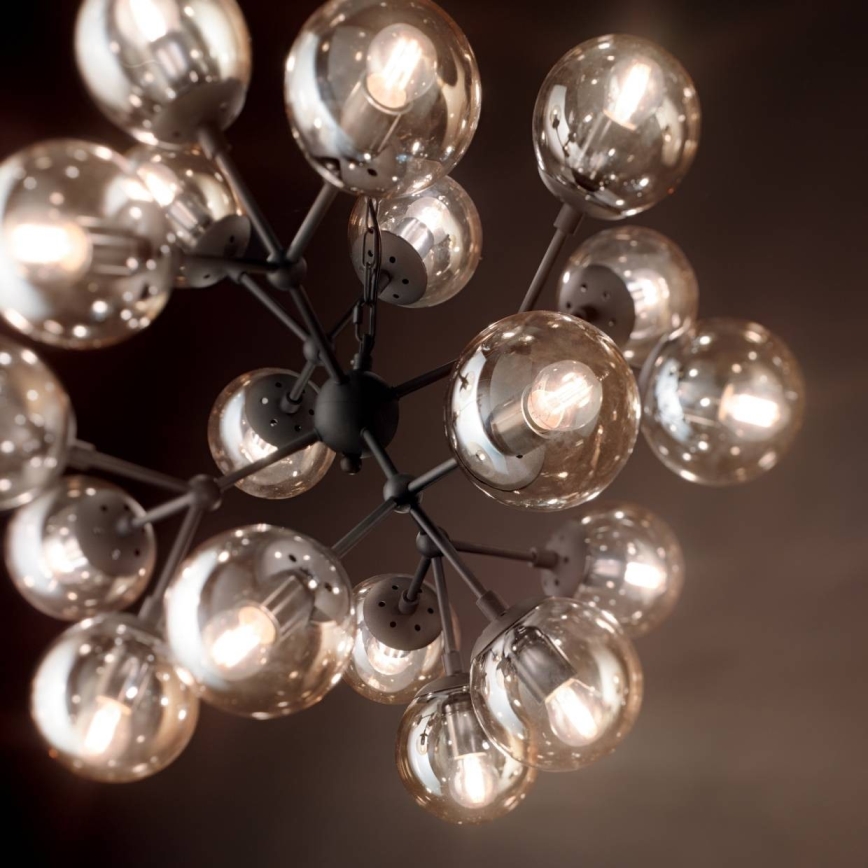 Ideal Lux - Chandelier on a chain KEPLER 18xE27/42W/230V d. 69 cm black/smoky