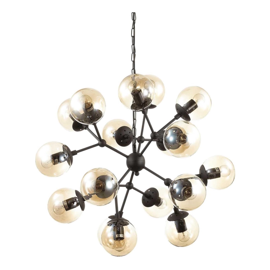 Ideal Lux - Chandelier on a chain KEPLER 18xE27/42W/230V d. 69 cm black/smoky
